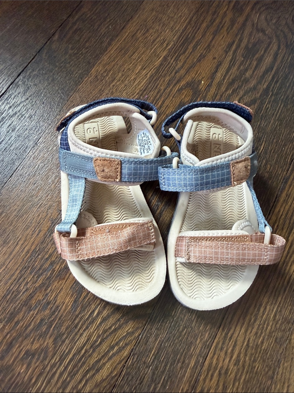 next Blue and Tan Kids Velcro Strap Sandals